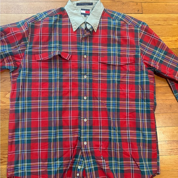 RARE Tommy Hilfiger Men's Red Plaid Shirt - Picture 2 of 5